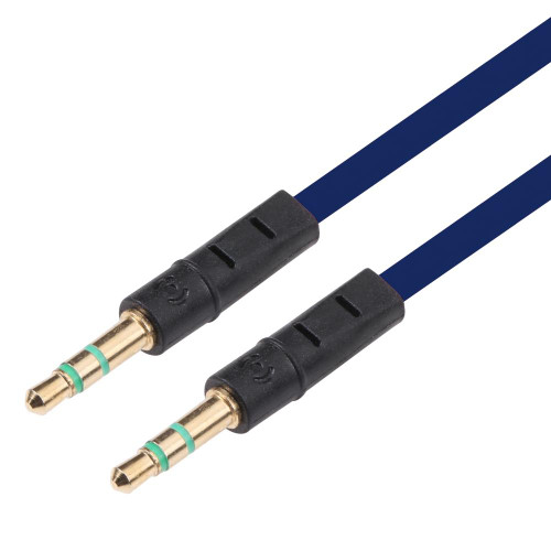 1m Noodle Style Aux Audio Cable 3.5mm Male to Male, Compatible with Phones, Tablets, Headphones, MP3 Player, Car/Home Stereo & More(Dark Blue)