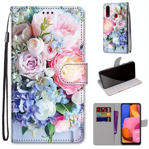 For Samsung Galaxy A20s Coloured Drawing Cross Texture Horizontal Flip PU Leather Case with Holder & Card Slots & Wallet & Lanyard(Light Pink Bouquet) For Samsung Galaxy A20s Coloured Drawing Cross Texture Horizontal Flip PU Leather Case with Holder & Card Slots & Wallet & Lanyard(Light Pink Bouquet)