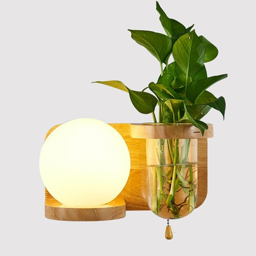 Wooden Bedside Wall Lamp Led Indoor Corridor Aisle Balcony Wall Lamp, Power source:  12W Tri-color Light(5026 Left)