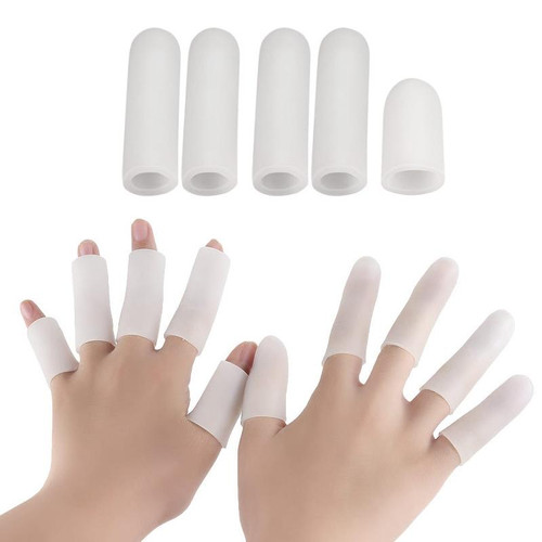 5pcs/Set Gel Finger Cots Hand Joint Crack Protector, Color: Close Style White