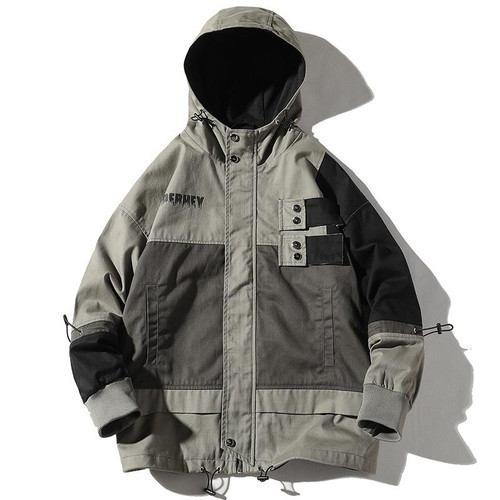 Hooded Casual Loose Coat Jacket for Men (Color:Grey Size:XL)