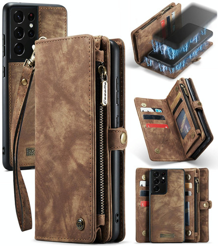 For Samsung Galaxy S21 Ultra 5G CaseMe Detachable Multifunctional Horizontal Flip Leather Case, with Card Slot & Holder & Zipper Wallet & Photo Frame(Brown) For Samsung Galaxy S21 Ultra 5G CaseMe Detachable Multifunctional Horizontal Flip Leather Case, with Card Slot & Holder & Zipper Wallet & Photo Frame(Brown)