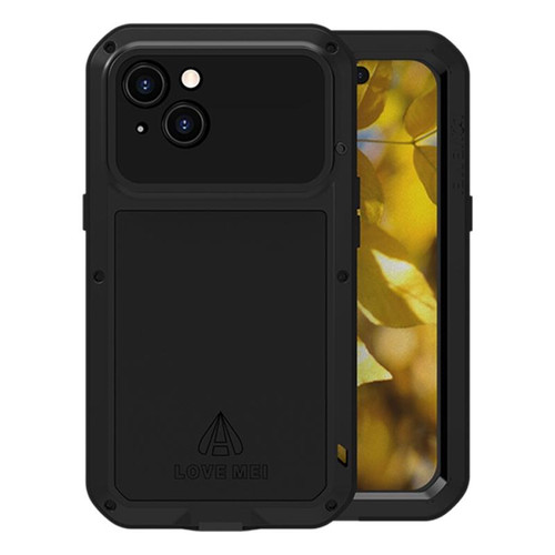 For iPhone 15 LOVE MEI Metal Shockproof Waterproof Dustproof Phone Case(Black)