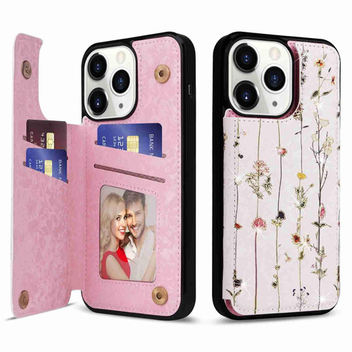 For iPhone 11 Pro Printed Double Buckle RFID Anti-theft Phone Case(Dried Flower World)