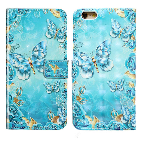 For iPhone 7 / 8 / SE 2022 Oil Embossed 3D Drawing Leather Phone Case(Blue Butterflies)