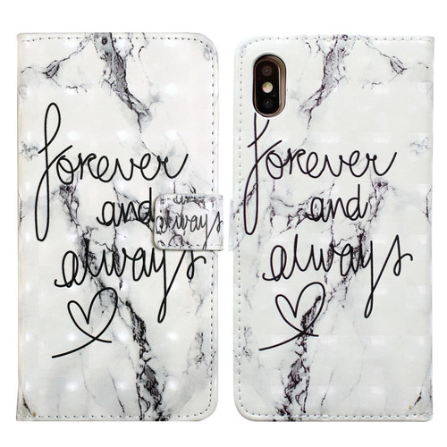 For iPhone XS Max Oil Embossed 3D Drawing Leather Phone Case(Words Marble)