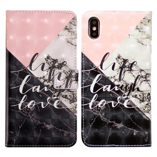 For iPhone XS Max Oil Embossed 3D Drawing Leather Phone Case(Stitching Marble)