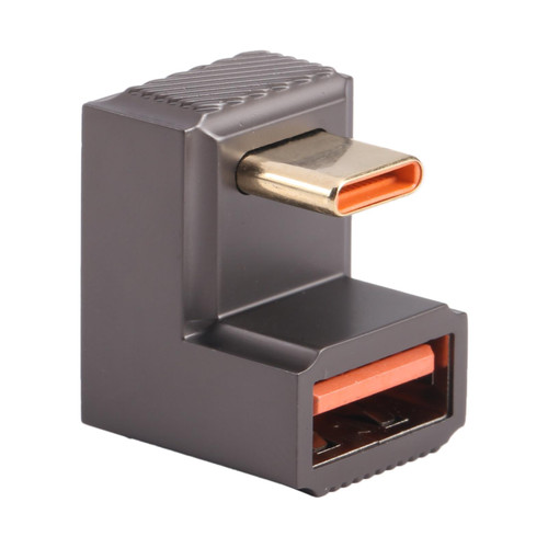USB-C / Type-C Male to USB Female 10 Gbps U-Shaped Elbow Charging Adapter (Gun Metal)