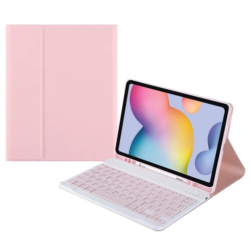 For Samsung Galaxy Tab A9 Square Cap Bluetooth Keyboard Leather Case with Pen Slot(Pink)
