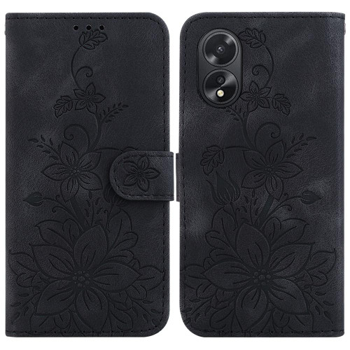 For OPPO A38 4G / A18 Lily Embossed Leather Phone Case(Black) For OPPO A38 4G / A18 Lily Embossed Leather Phone Case(Black)