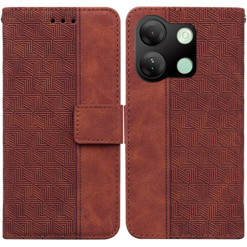 For Infinix Smart 7 HD Geometric Embossed Leather Phone Case(Brown) For Infinix Smart 7 HD Geometric Embossed Leather Phone Case(Brown)
