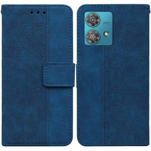 For Motorola Edge 40 Neo Geometric Embossed Leather Phone Case(Blue)