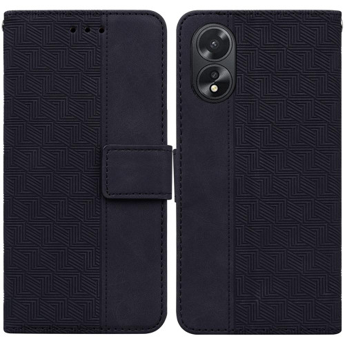 For OPPO A38 4G / A18 Geometric Embossed Leather Phone Case(Black) For OPPO A38 4G / A18 Geometric Embossed Leather Phone Case(Black)