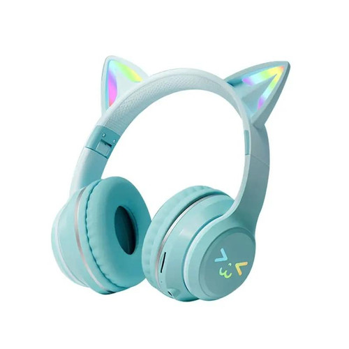 BT612 LED Cat Ear Single Sound Folding Bluetooth Earphone with Microphone(Green)