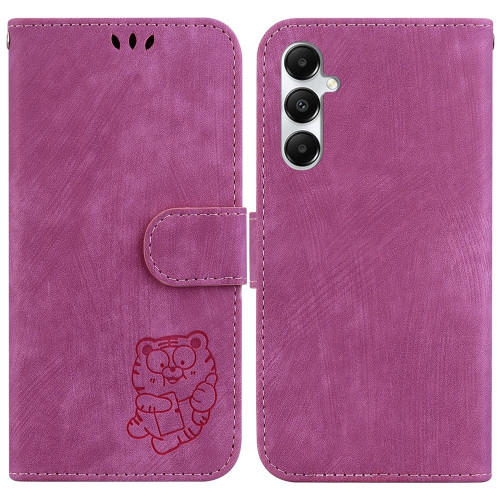 For Samsung Galaxy A05s Little Tiger Embossed Leather Phone Case(Rose Red)