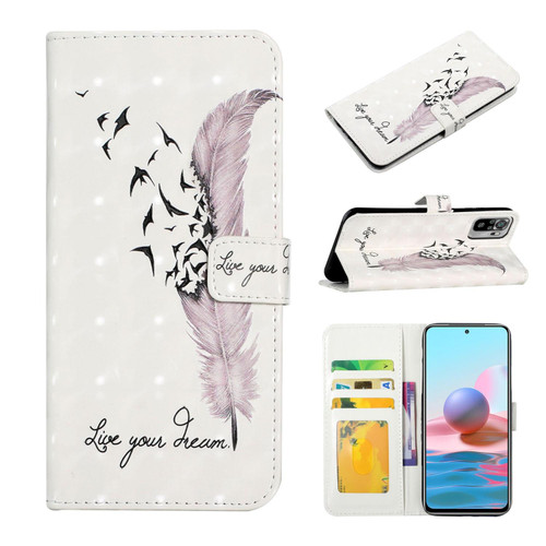 For Xiaomi Redmi Note 10 Oil Embossed 3D Drawing Leather Phone Case(Feather) For Xiaomi Redmi Note 10 Oil Embossed 3D Drawing Leather Phone Case(Feather)
