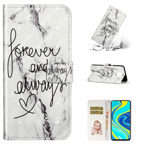 For Xiaomi Redmi Note 9 Pro Oil Embossed 3D Drawing Leather Phone Case(Words Marble)