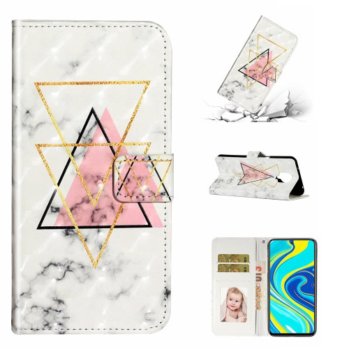 For Xiaomi Redmi Note 9 Pro Oil Embossed 3D Drawing Leather Phone Case(Triangular Marble)