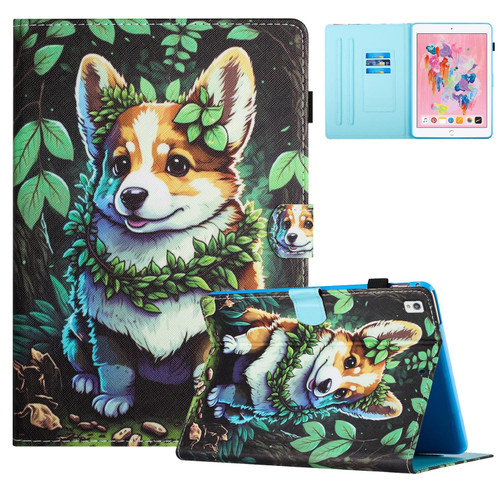 For iPad 10.2 2020/2019 / Air 10.5 Colored Drawing Stitching Leather Tablet Smart Case(Corgi)