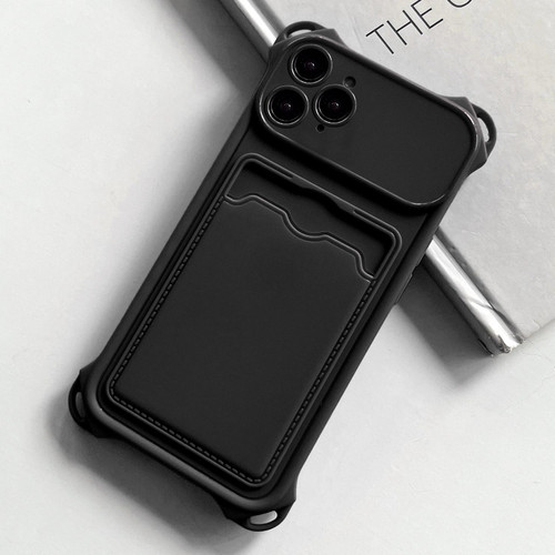 For iPhone 11 Pro Shockproof Card Slot Frosted TPU Phone Case(Black) For iPhone 11 Pro Shockproof Card Slot Frosted TPU Phone Case(Black)