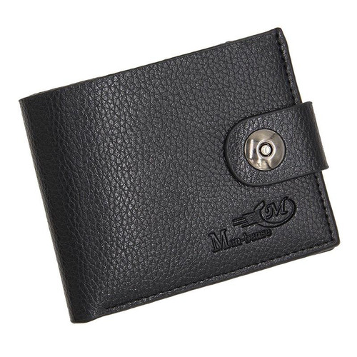 MenBense Men Short Magnetic Clasp Wallet Multi-Card Coin Purse(Black)