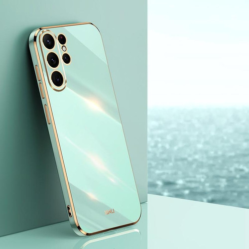 For Samsung Galaxy S24 Ultra 5G XINLI Straight Edge 6D Electroplate TPU Phone Case(Mint Green)