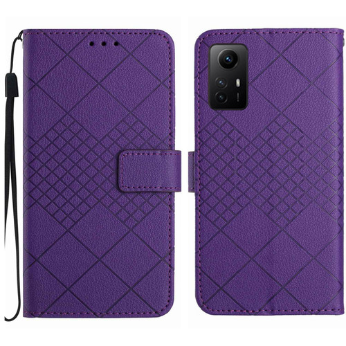 For Xiaomi 12 Pro Rhombic Grid Texture Leather Phone Case(Purple)