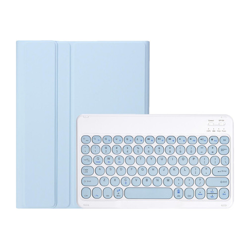 For Samsung Galaxy Tab A9+ X210/X215/X215 YA09B Candy Color TPU Round Keycap Bluetooth Keyboard Leather Case with Pen Slot(Ice Blue)