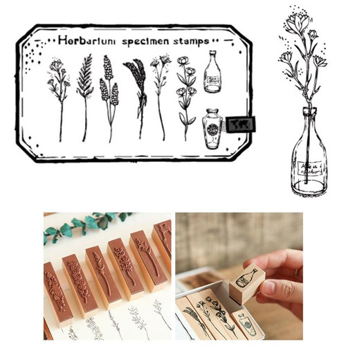 Retro Lotus Combination Set Seal Plant Vase Seal Handbook Decoration Tool(Towering Ancient Trees)
