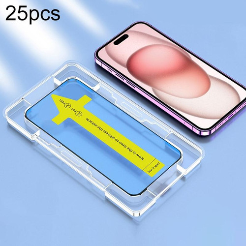 For iPhone 15 25pcs HD Fast Attach Dust-proof Anti-static Tempered Glass Film