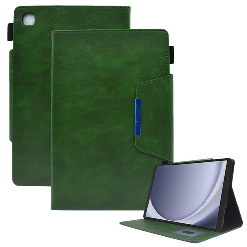 For Samsung Galaxy Tab A9 Suede Cross Texture Magnetic Clasp Leather Tablet Case(Green)