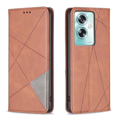 For OPPO A79 5G Prismatic Invisible Magnetic Leather Phone Case(Brown)