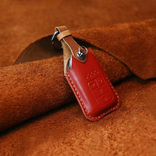 For Honda Car Cowhide Leather Key Protective Cover Key Case, Four Keys Version (Red)