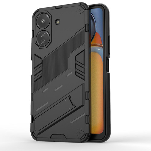 For Xiaomi Redmi 13C 4G Global Punk Armor 2 in 1 PC + TPU Phone Case with Holder(Black)