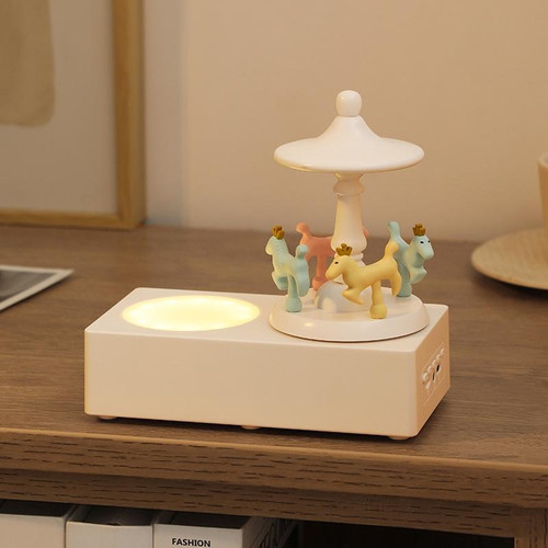 Carousel Shape Night Light Cute Wireless Bluetooth Speaker(White)