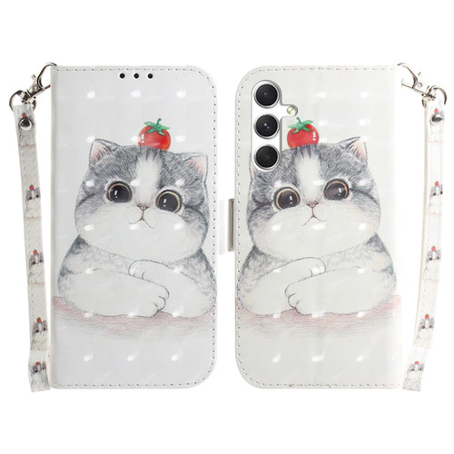 For Samsung Galaxy S24+ 5G 3D Colored Horizontal Flip Leather Phone Case(Cute Cat)