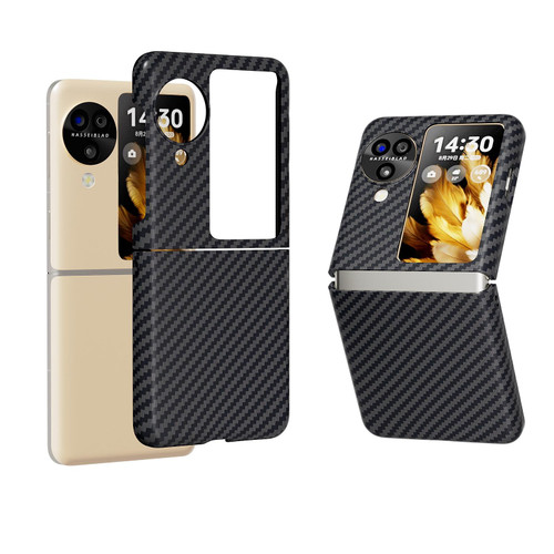 For OPPO Find N3 Flip All-inclusive Decal Carbon Fiber Texture Protective Phone Case(Black)