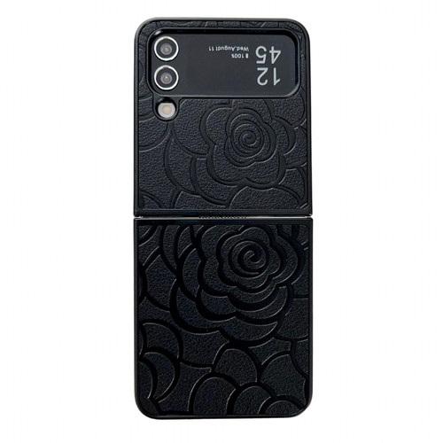 For Samsung Galaxy Z Flip4 Impression Flower Pattern Protective Phone Case(Black)