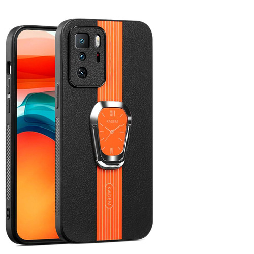 For Xiaomi Redmi Note 10 Pro 5G Magnetic Litchi Leather Back Phone Case with Holder(Orange)