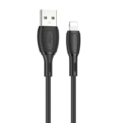 Borofone BX86 Advantage 2.4A USB to 8 Pin Silicone Charging Data Cable, Length:1m(Black)