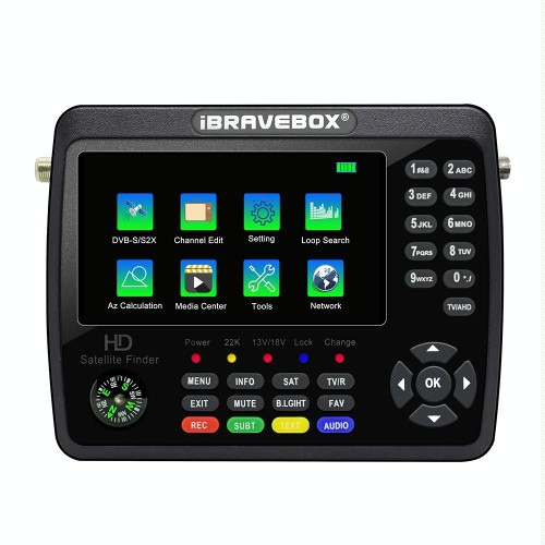 iBRAVEBOX V10 Finder Max+ 4.3 inch Display Digital Satellite Meter Signal Finder, Support DVB-S/S2/S2X AHD, Plug Type:US Plug(Black)