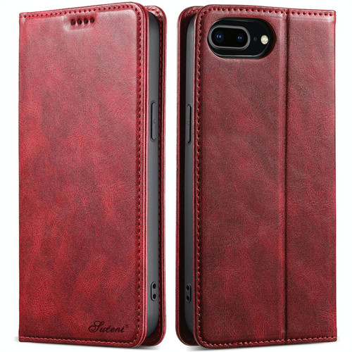 For iPhone 7 Plus / 8 Plus Suteni J02 Oil Wax Wallet Leather Phone Case(Red)