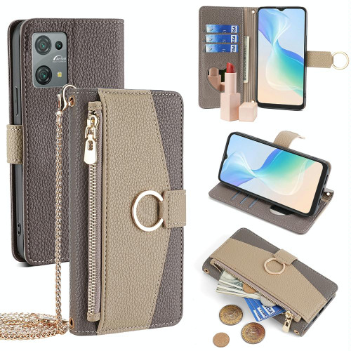For Blackview Oscal C30 / Oscal C30 Pro Crossbody Litchi Texture Leather Phone Case(Grey)