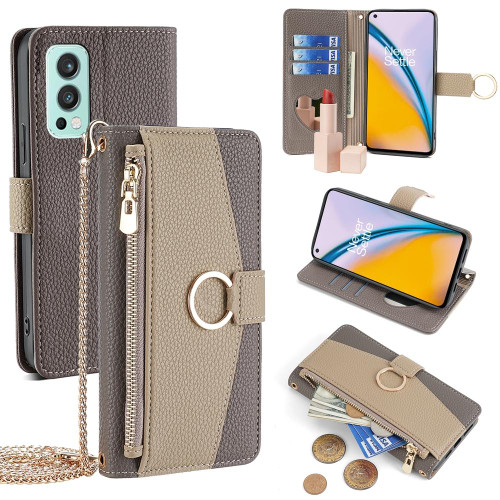 For OnePlus Nord 2 5G Crossbody Litchi Texture Leather Phone Case(Grey)