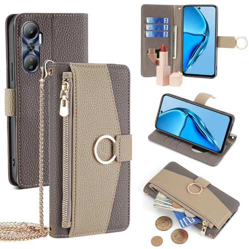 For Infinix Hot 20 4G Crossbody Litchi Texture Leather Phone Case(Grey)