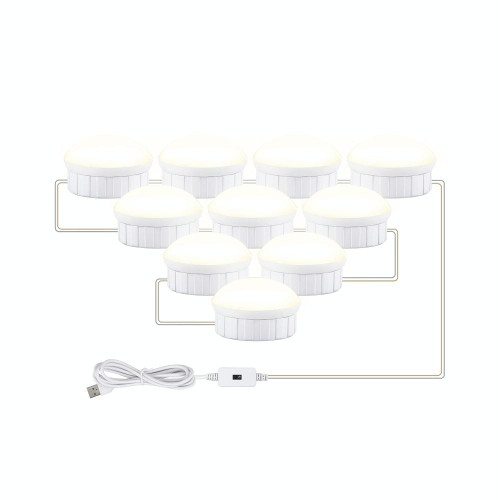 LED Makeup Mirror Light Beauty Fill Light Hand Sweep Sensor Mirror Front Light, Power source: 10 Bulbs(Natural White)