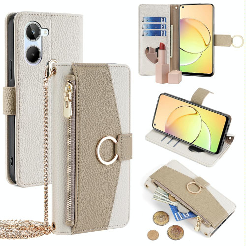 For Realme 10 4G Crossbody Litchi Texture Leather Phone Case(White)