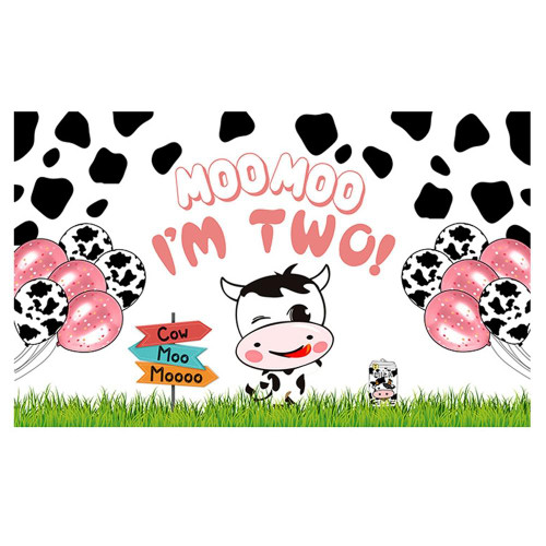 180x110cm Cartoon Cow Theme Birthday Party Decoration Background Cloth Photography Banner(2023SRB132)