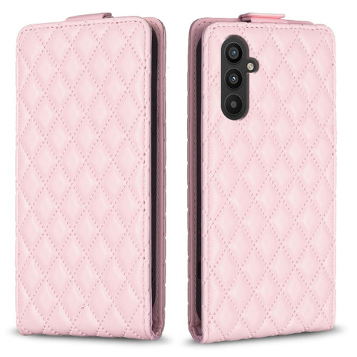 For Samsung Galaxy A55 Diamond Lattice Vertical Flip Leather Phone Case(Pink)