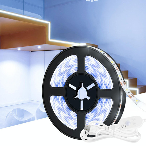 LED Light Strip USB Human Intelligent Induction Waterproof Light Strip 2835 Patch Cabinet Wardrobe Soft Light Strip 4m(6500K Cold White)